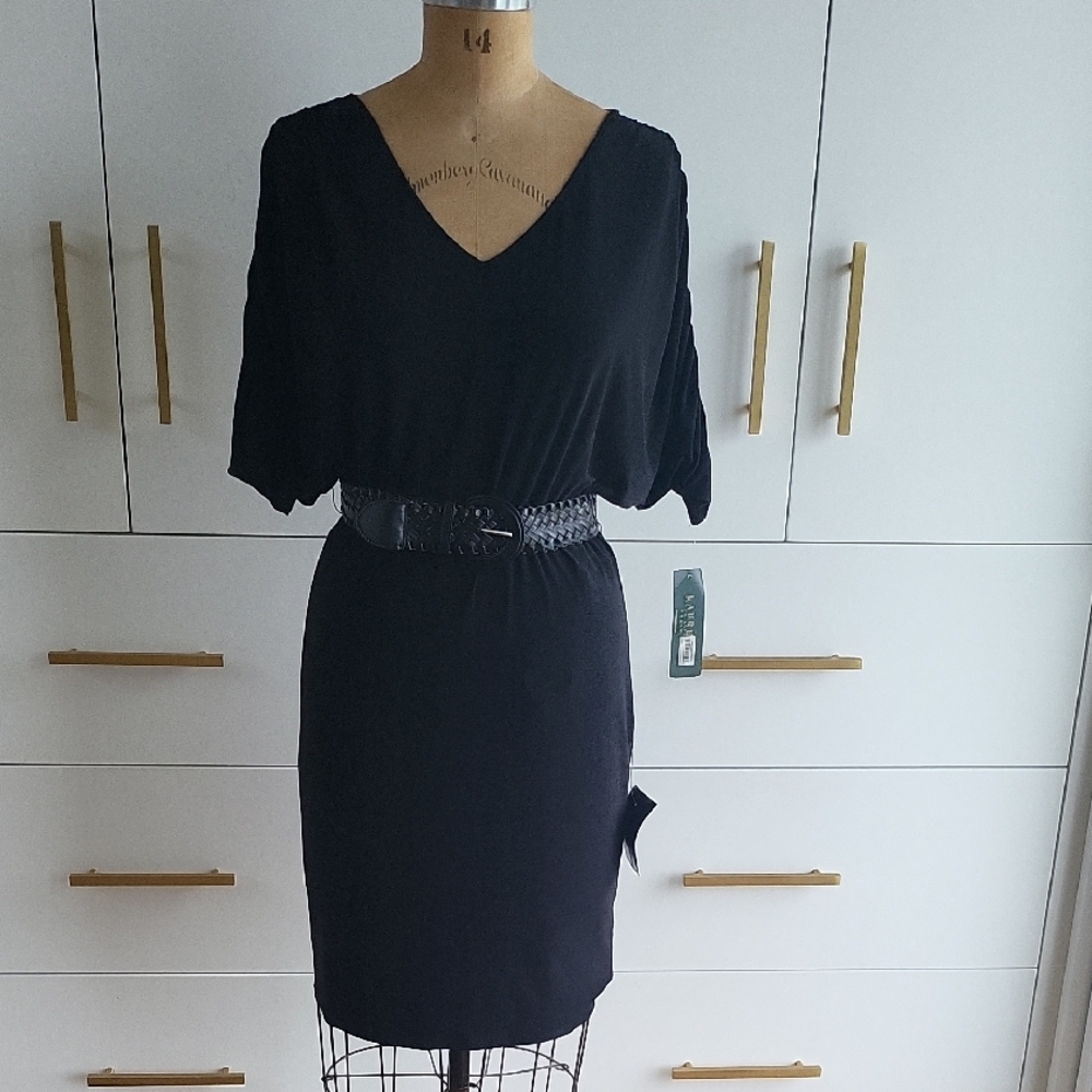 Ralph Lauren V Neck Black Dress Size 2